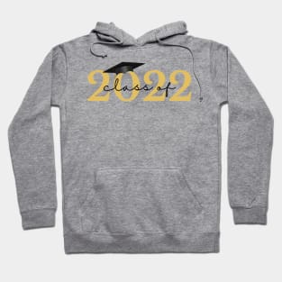 Class Of 2022. Simple Typography Gold and Black Graduation 2022 Design. Hoodie